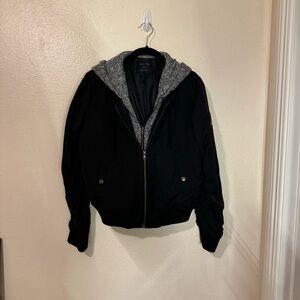 Black Bomber Jacket Hoodie Zipped